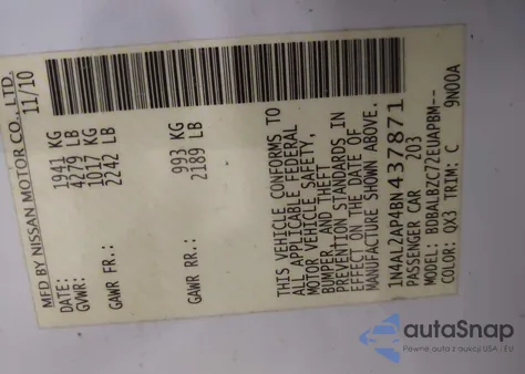 2011 Nissan Altima 2.5 S from USA, damaged, VIN 1N4AL2AP4BN437871